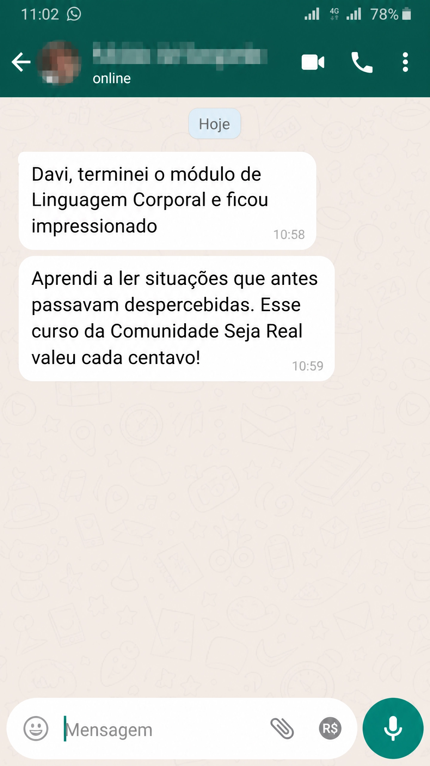 Depoimento WhatsApp