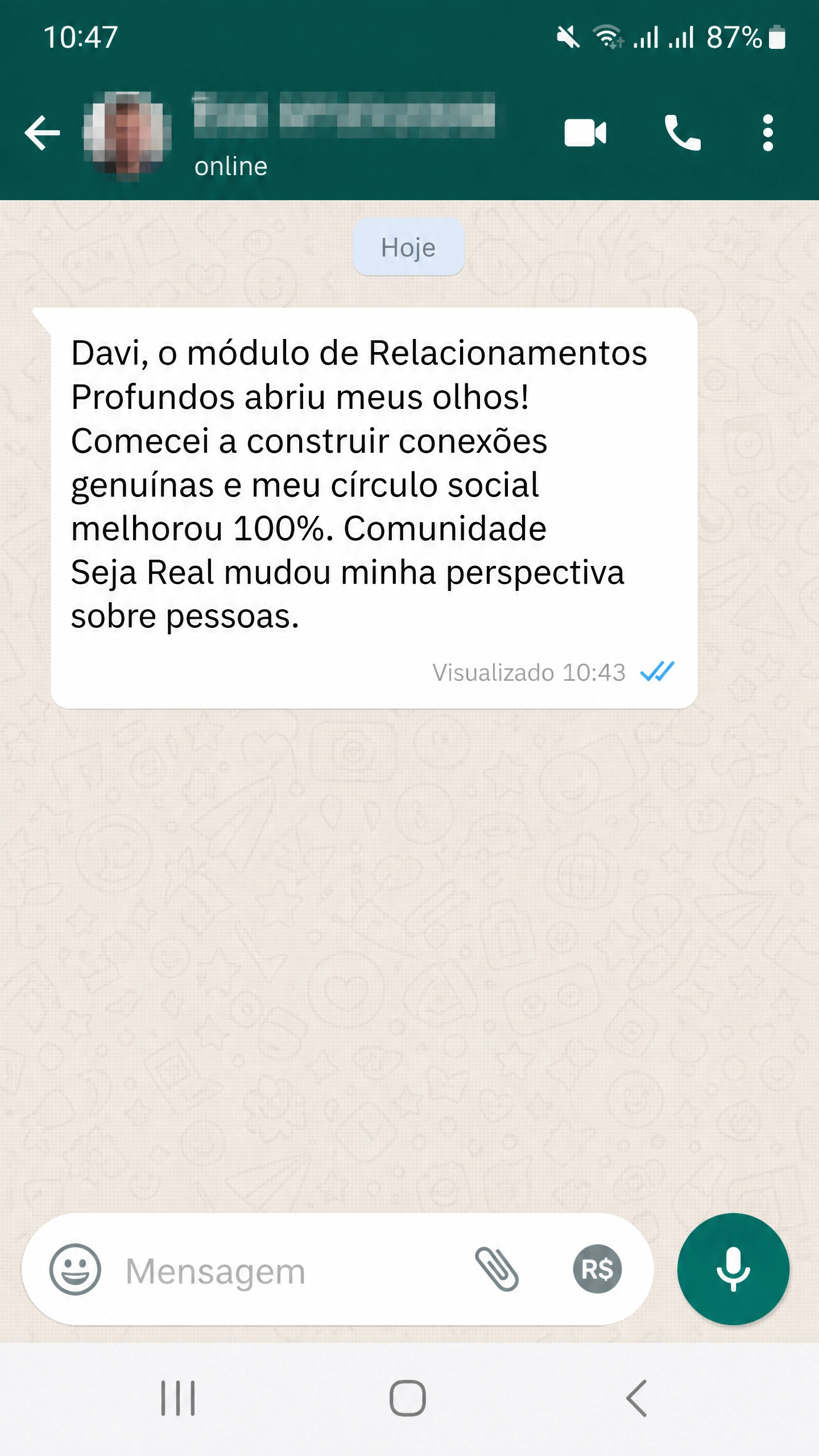 Depoimento WhatsApp