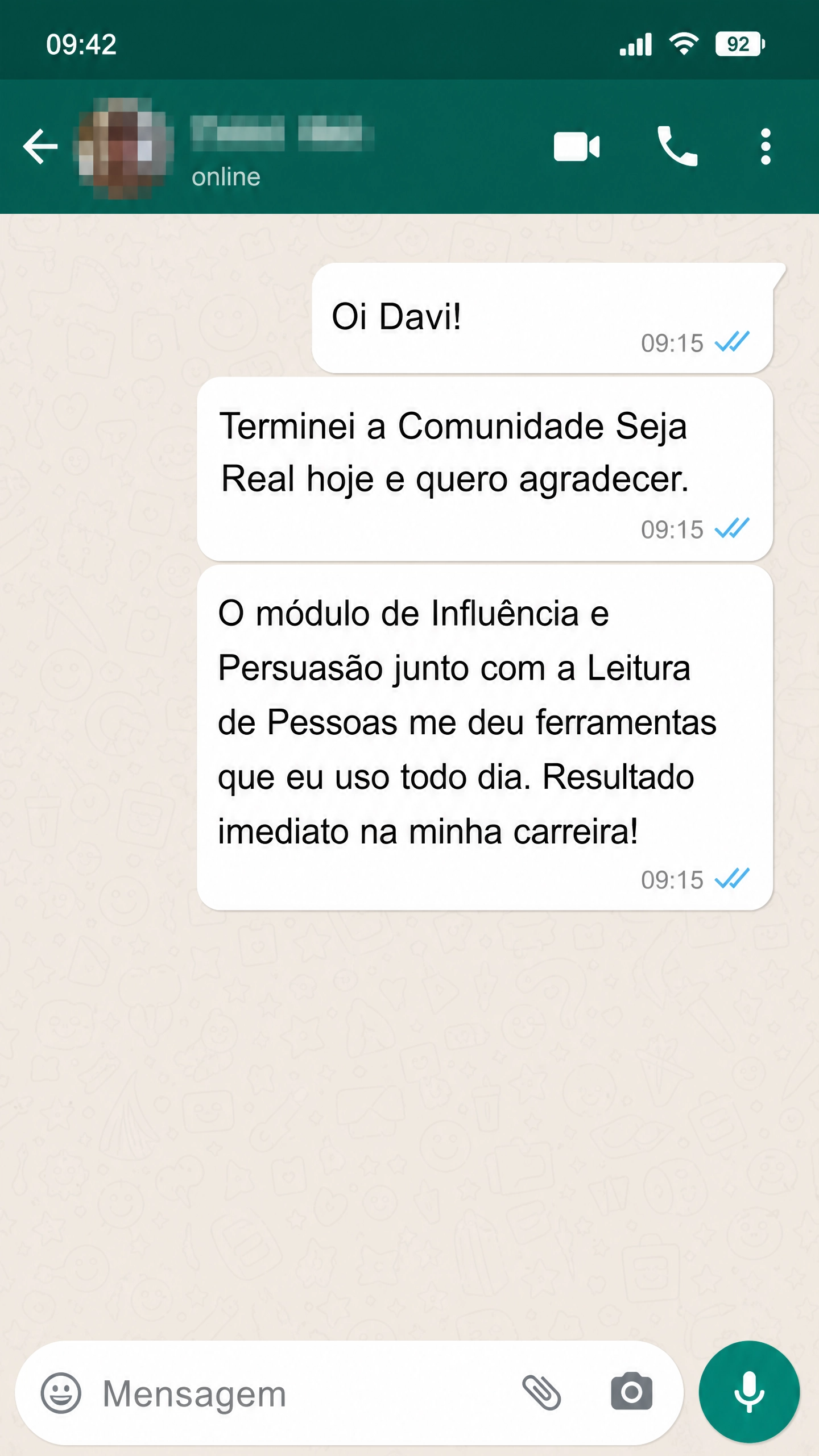 Depoimento WhatsApp