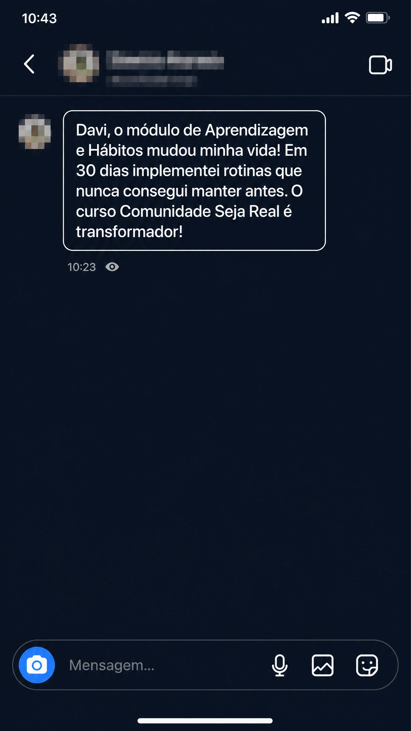 Depoimento Instagram