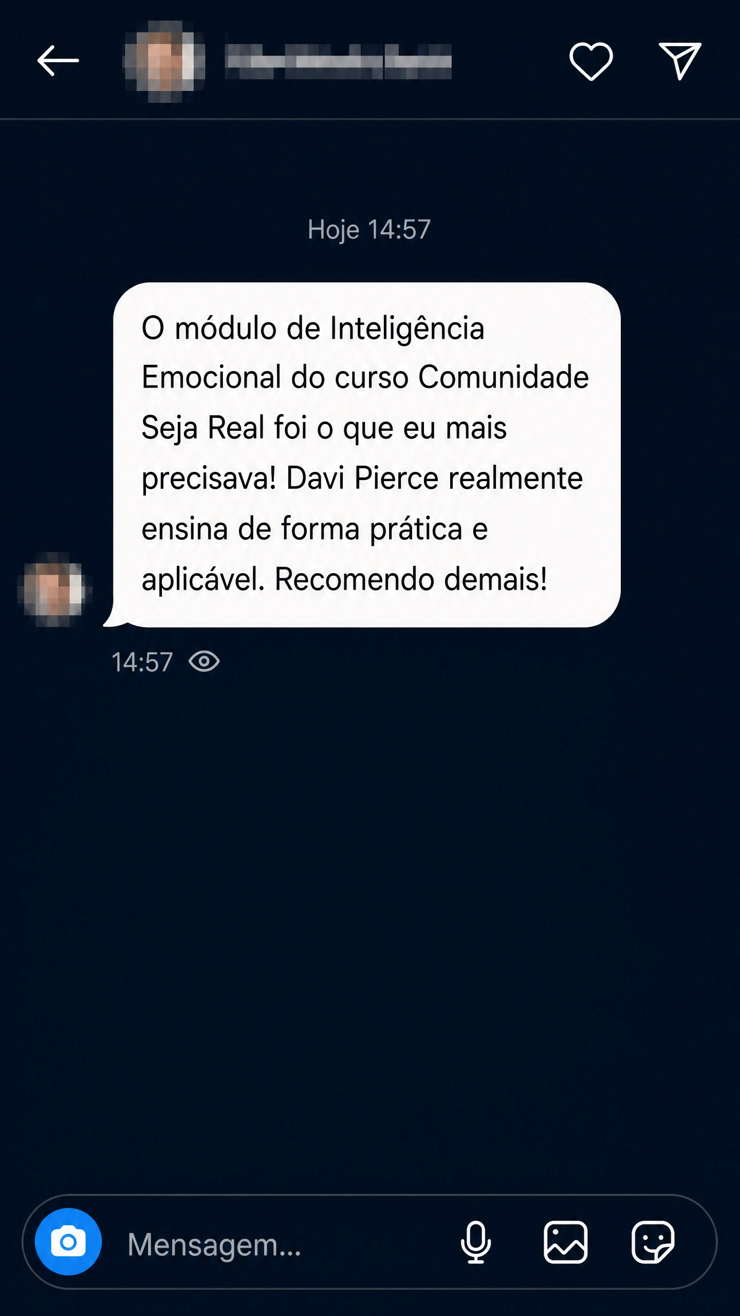 Depoimento Instagram